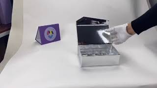 Benutzerdefinierte gedruckte metallische silberne Karte Magnetische Geschenkbox mit Kunststoffeinsatz