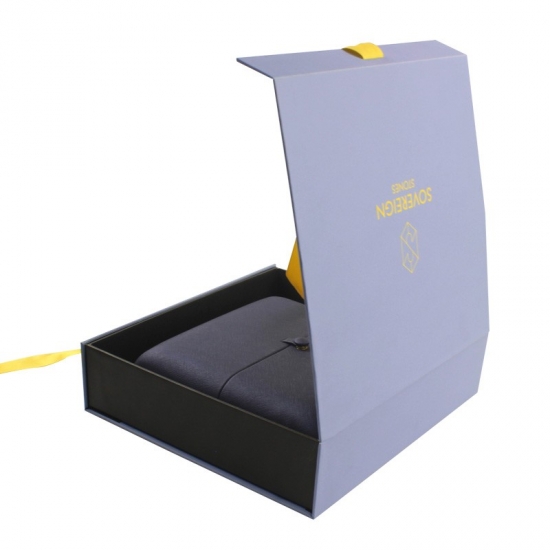Blue magnetic gift boxes with ribbon wholesale