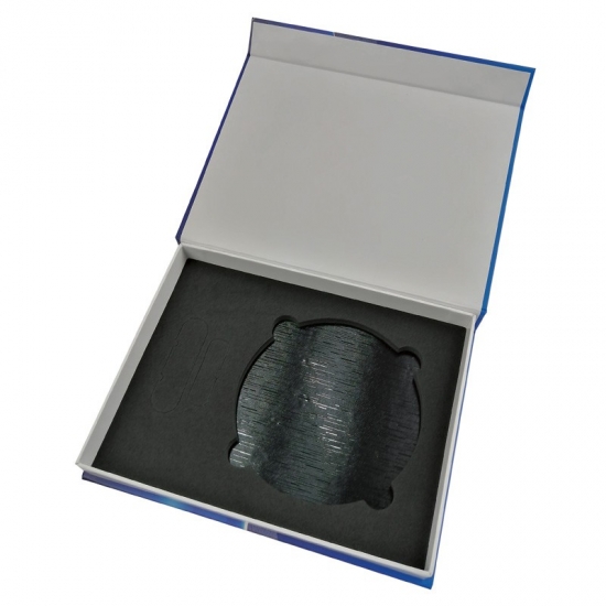 Blue magnetic packaging box with eva foam