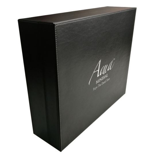 Black Large christmas Gift Box With Lid clamshell pvc leather box