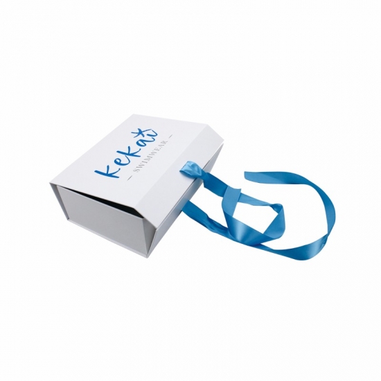 Custom sweet foldable carton flat pack boxes with ribbon closure