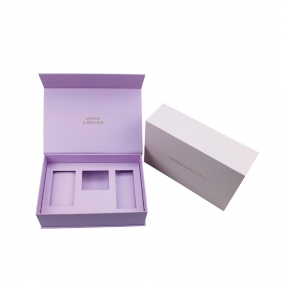 custom clamshell pink gift box with gold foil stamp logo