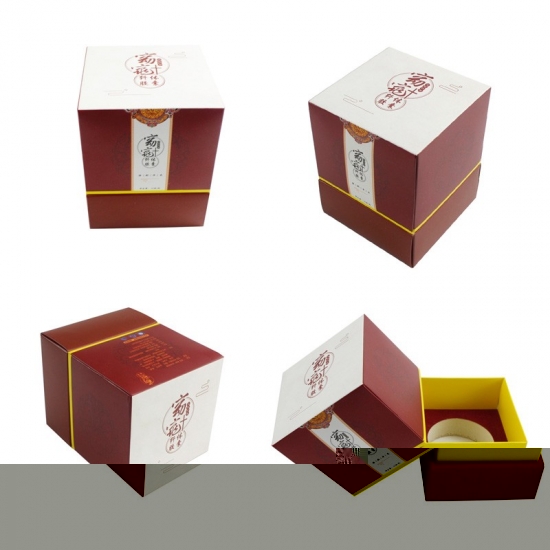 Custom square coloured lid and base gift box with cuff
