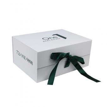 Flat White Gift Boxes With Ribbon